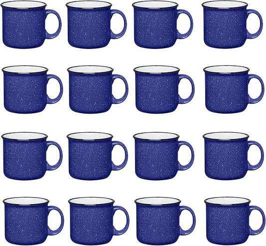 Set of 16 Ceramic Campfire Mugs – 15 Oz, Cobalt Blue – Coffee & Tea Cups for Home, Work, Travel, Camping – Customizable, Great for DIY, Events, Companies-Ruum Studio Home