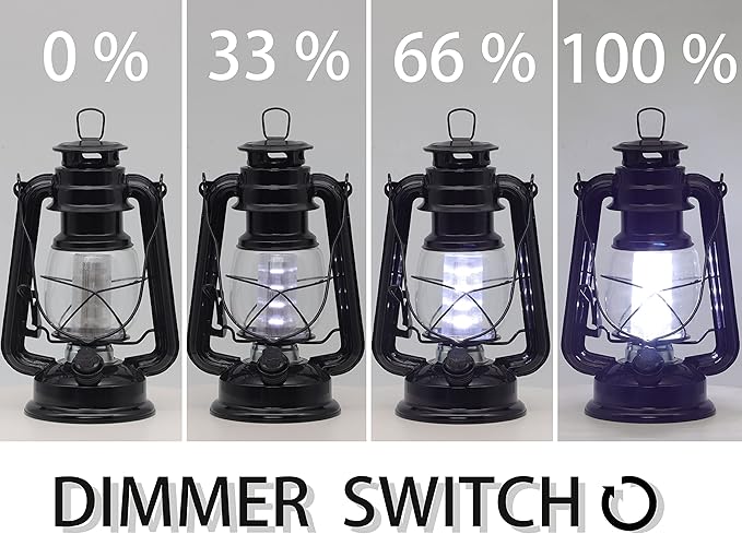 YAKii LED Vintage Lantern Metal Hanging Hurricane Lantern 12 LED Dimmer Switch Cold White Battery Operated Power Outage Indoor Camping Lighting Outdoor Brooklyn Decoration (Black Pack of 8)-Ruum Studio Home