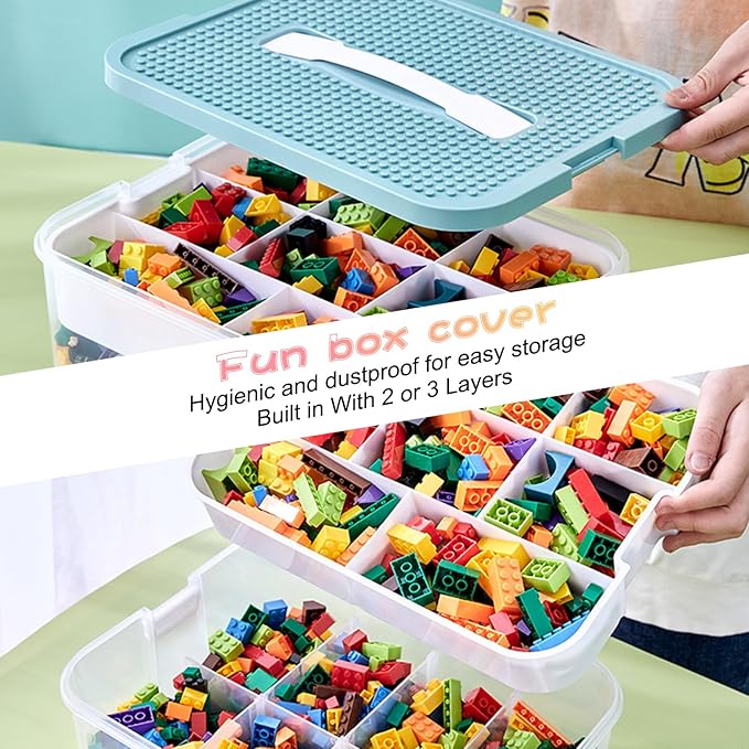 Toys Organizer Storage Case for Lego Box Kids Toy Stackable Building Blocks with Lids Bins Adjustable Lego Storage Containers Plastic Toy Box 1 Layer-Ruum Studio Home