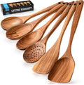 Zulay Kitchen 6-Piece Wooden Cooking Spoons Set – Heat-Resistant, Smooth Teak Utensils with Comfort Grip – Lightweight & Durable – Easy to Clean, Perfect for Non-Stick Cookware-Ruum Studio Home