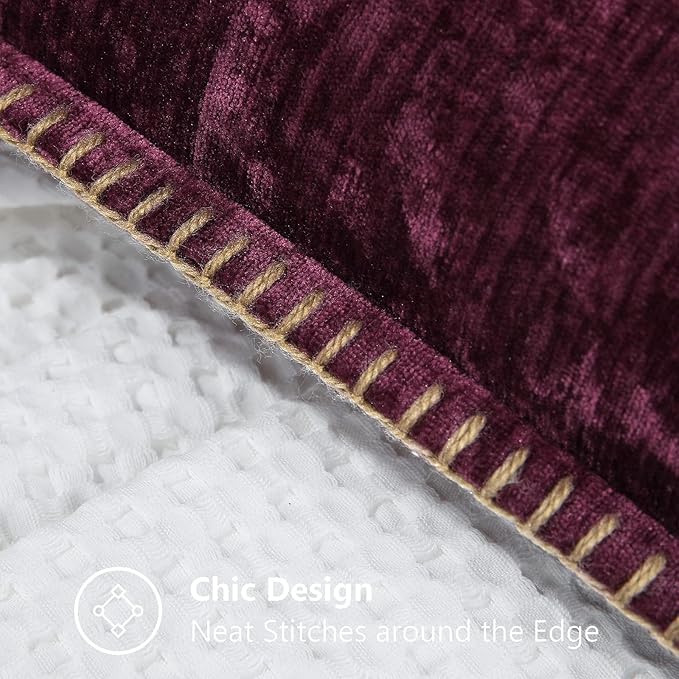 decorUhome Chenille Soft Throw Pillow Covers 16x16 Set of 2, Farmhouse Velvet Neutral Decorative Euro Pillow Covers with Stitched Edge for Couch Sofa Bed Home Decor, Rhododendron-Ruum Studio Home