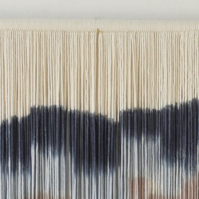 Flber Large Macrame Wall Hanging 57" W x 31" L Handmade Dip Dye Tapestry Bohemian Fiber Art Wall Hanging Mountain Inspired Wall Tapestry Neutral Rustic Wall Decor for Bedroom Living Room-Ruum Studio Home