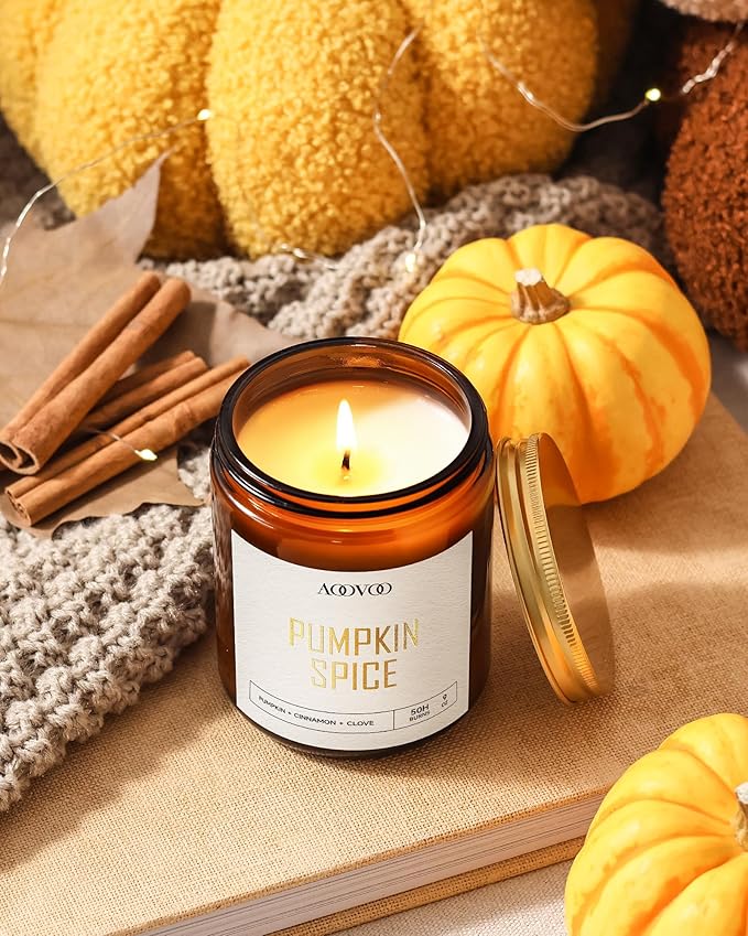 AOOVOO Pumpkin Spice Candles - 9 oz Scented Candles, Aromatherapy Candle, Soy Candle for Home Scented-Ruum Studio Home