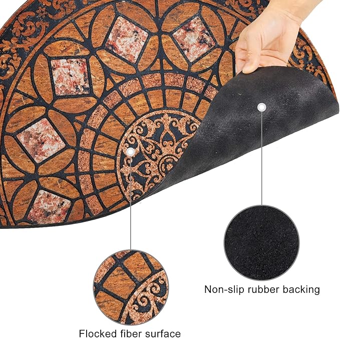 CHICHIC Entrance Door Mat Large 18 x 30 Inch Entry Way Doormat Front Door Rugs Outdoors Heavy Duty Welcome Mat Non Slip Rubber Back Low Profile for Garage, Patio, High Traffic Area, Orange-Ruum Studio Home