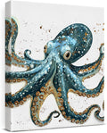 Nautical Octopus Canvas Wall Art Octopus Ocean Theme Print Poster Coastal Framed Picture Painting for Home Beach House Bedroom Wall Decor 8x10 Inch-Ruum Studio Home