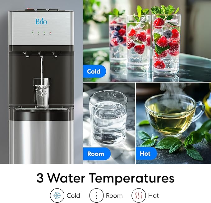 Brio Self Cleaning Bottom Loading Water Cooler Water Dispenser – Limited Edition - 3 Temperature Settings - Hot, Cold & Cool Water-Ruum Studio Home