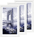 VCK 14x24 Picture Frame Set of 3, White Solid Wood Poster Frames, Textured Exclusive Wall Gallery Frame-Ruum Studio Home