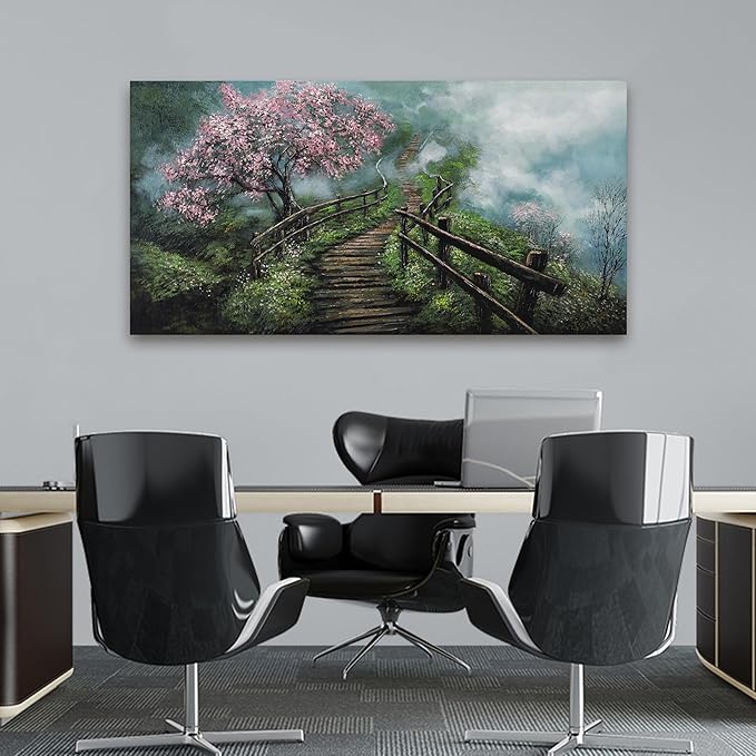 Canvas Wall Art Decor Wall Art Pictures for Living Room Tree of Life Wall Art Prints Canvas Art Wall Decor Foggy Trail Artwork for Walls Tree Flower Wall Art Decor for Room Home Office Wall Decor 20" X 40"-Ruum Studio Home