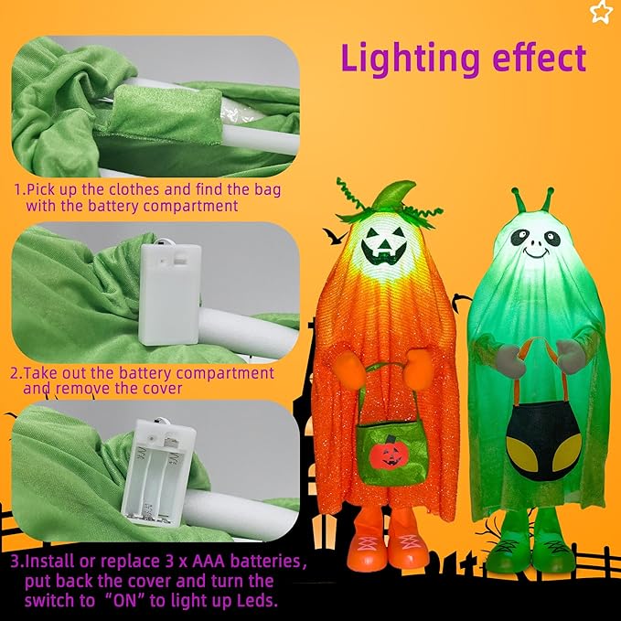 32" Front Porch Light up Halloween Figure Décor, Kit Standing Trick or Treat Indoor and Outdoor Decorations-Alien-Ruum Studio Home