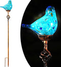 Decorative Solar Lights, Outdoor Solar Bird Stake Lights, Hand Blown Glass Decorative Garden Pathway Lights Outdoor Waterproof Glass Stakes (Light Blue)-Ruum Studio Home