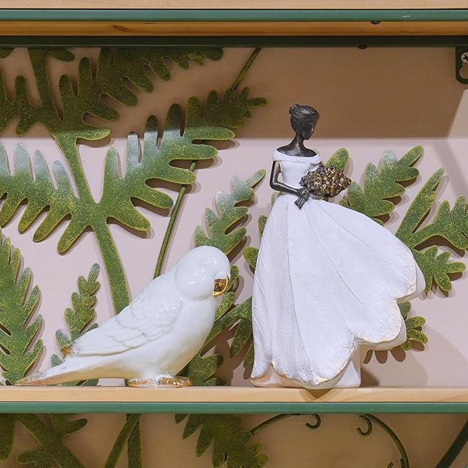 Guichifun Fairy Statue Collection Home Decoration - White Leaf Angel Girls Resin Home Decor for Outside or Inside Rustic Garden Grave Decorations for Cemetery Figurines Gift 5 x 3 x 7.5 Inch-Ruum Studio Home