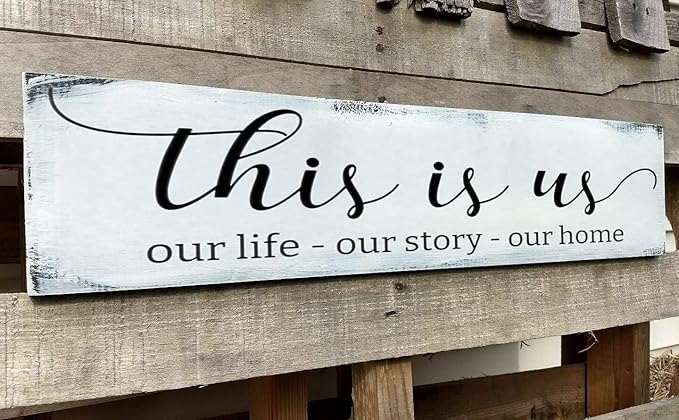 This Is Us Sign, Our Life Our Story Our Home Sign, Farmhouse Family Wooden Wall Decor for Living Room Bedroom (This Is Us) 6x16 Inch-Ruum Studio Home