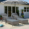 VIVIJASON Outdoor Wicker Chaise Lounge Chair Set of 2, All-Weather PE Rattan Cushioned Patio Lounger Chairs, 6-Position Adjustable Outside Pool Sunbathing Recliner with Armrest & Pillow, Gray-Ruum Studio Home