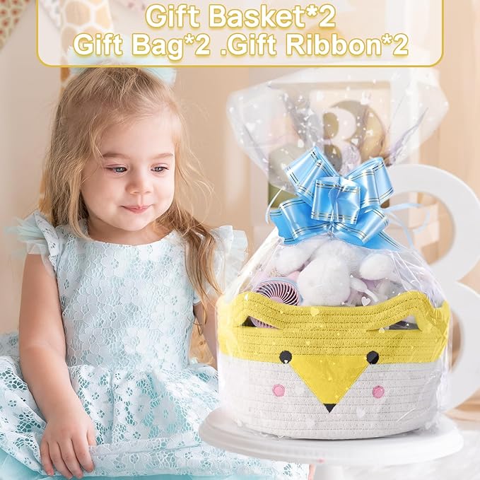 Large Baby Basket Toy Storage 3 Pack, (20"x13.8") Woven Baby Laundry Basket Blanket Basket, Stuffed Animal Storage, Baby Gift Basket Empty, Toy Basket for Kids, Dog, Cat.-Ruum Studio Home