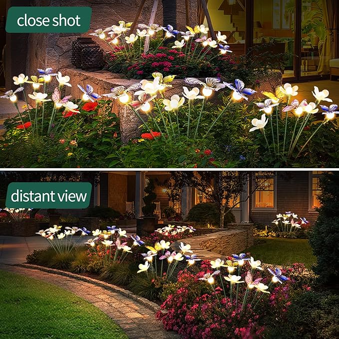 Solar Garden Lights,4packs-32LED Outdoor Solar Powered Decor for Yard, Patio, Pathway, IP65 Waterproof Butterfly Lights-Ruum Studio Home