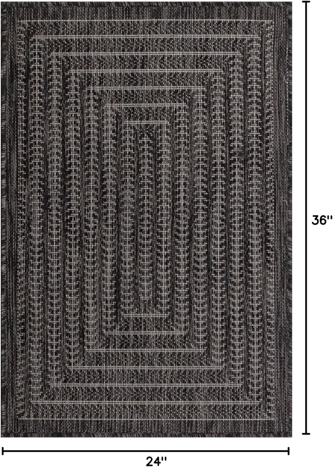 Adiva Rugs Outdoor Indoor Area Rug, Weather Resistant, Easy to Clean, Stain Resistant Floor Mat for Dining Room, Backyard, Deck, Patio (Pebble Weiss, 2' x 3')-Ruum Studio Home