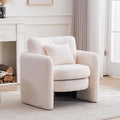 Chenille Accent Armchair Oversize Upholstered Barrel Comfy Modern Round Lounge Sofa Chair with Pillow Cozy Reading Chairs for Apartment,Office,Living Room,Dining,Makeup,Club,Beige-Ruum Studio Home