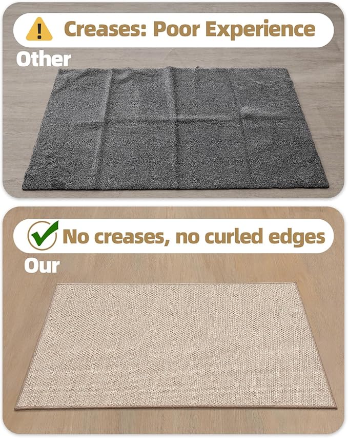 Color&Geometry Front Door Mat Indoor 36"x56", Ultra Non Slip Rubber Backed Dirt Trapper, Low Profile Thin washable, Easy Clean Entry Entryway Rug Door Mat Indoor Entrance, Khaki (Rolled-up NO Creases)-Ruum Studio Home