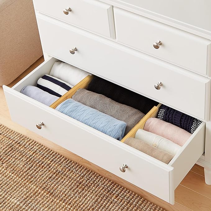 VaeFae 6-Pack Bamboo Drawer Dividers – Adjustable 14"-19.1" (Fits 15"-18" Drawers ONLY), Spring-Loaded Expandable Organizer for Kitchen, Bedroom, Office & Bathroom, MUST MEASURE Before Purchase-Ruum Studio Home