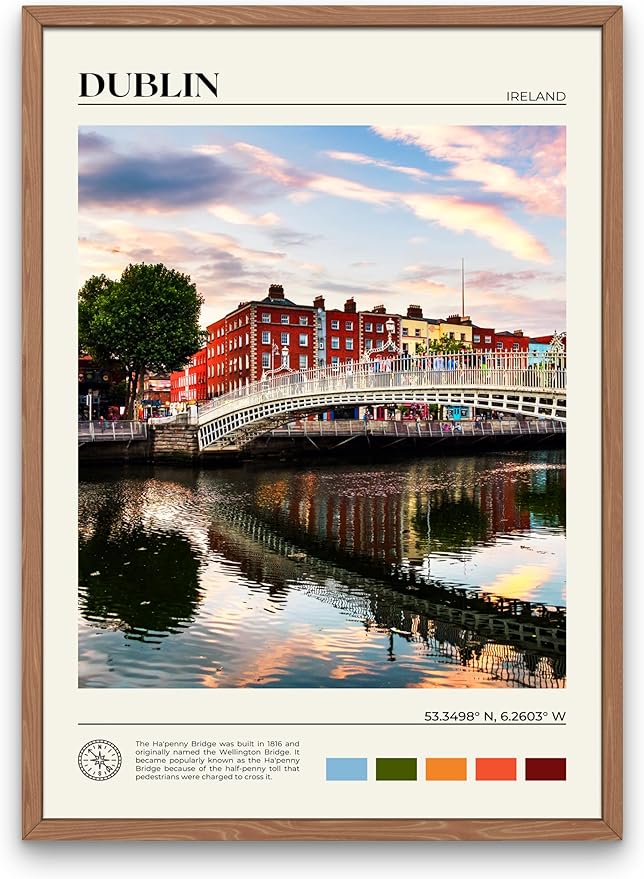 StudioUBILA Dublin Wall Art Poster, Decorative Cityscape Landscape Art Prints, Home Decor Wall Art Print for Bedroom Living Room Kitchen Decorations, Unframed-Ruum Studio Home