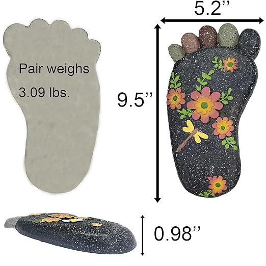 Stepping Stones Garden Decorative Stones for Patio, Deck, Garden or Sidewalk Home Decor Footprint Shaped Stepping Stones Set of 2 （Dark Grey）-Ruum Studio Home