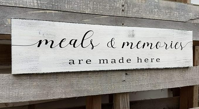 Farmhouse Kitchen Wall Decor,Meals and Memories are Made Here Sign, Rustic Wood Kitchen Signs Dinning Room Wall Decor (Meal) 4x16 Inch-Ruum Studio Home