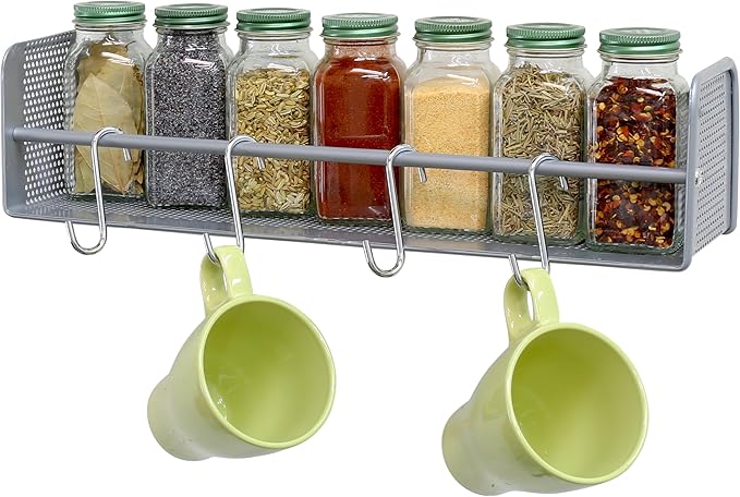 Simple Houseware Wall Mounted Spice Rack, Silver, Set of 2-Ruum Studio Home