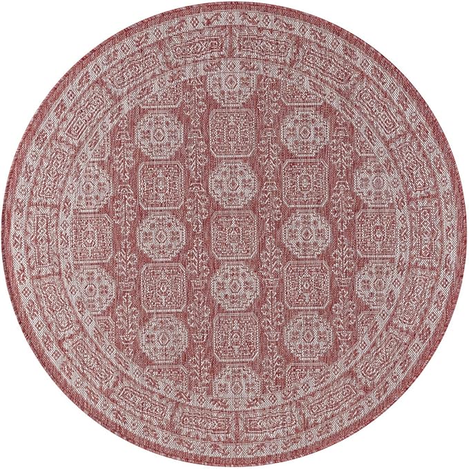 Keen Home Design Terrace Outdoor Round Rug - 8ft Round Washable Indoor/Outdoor Rug for Patio, Kitchen, Balcony, Beach, Garden, Deck and Porch, Size: 7'7" Round-Ruum Studio Home
