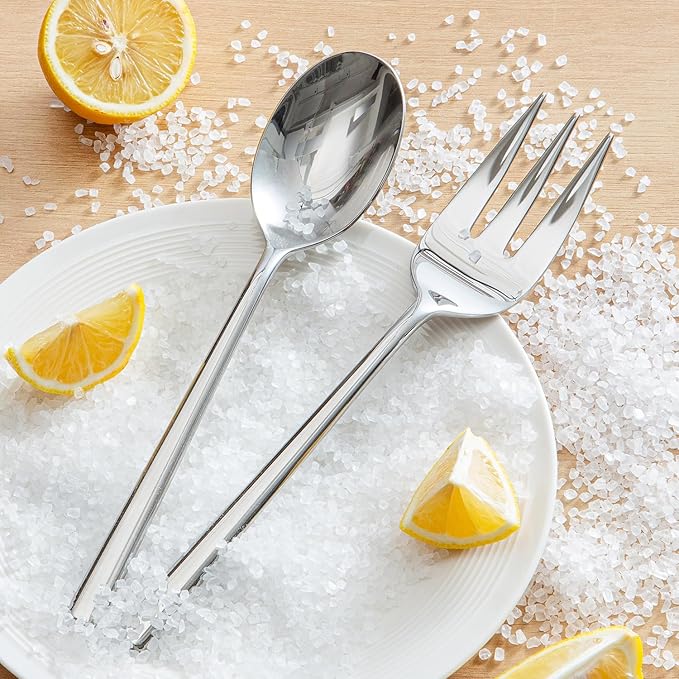 KINGSTONE Silverware Set with Serving Utensils, 45-Piece Forged Flatware Set Cutlery Set Premium Stainless Steel, Service for 8, for Kitchen, Home, Wedding, Party, Mirror Polished and Dishwasher Safe-Ruum Studio Home