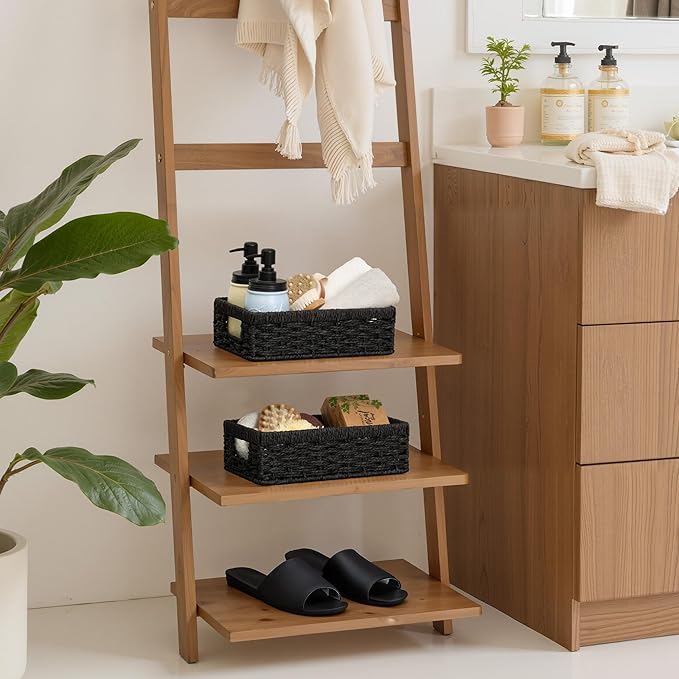 StorageWorks Small, Pantry Baskets, Wicker Storage Baskets for Organizing, Bathroom Shelves, Pantry Organizers and Storage, Black, 2-Pack-Ruum Studio Home