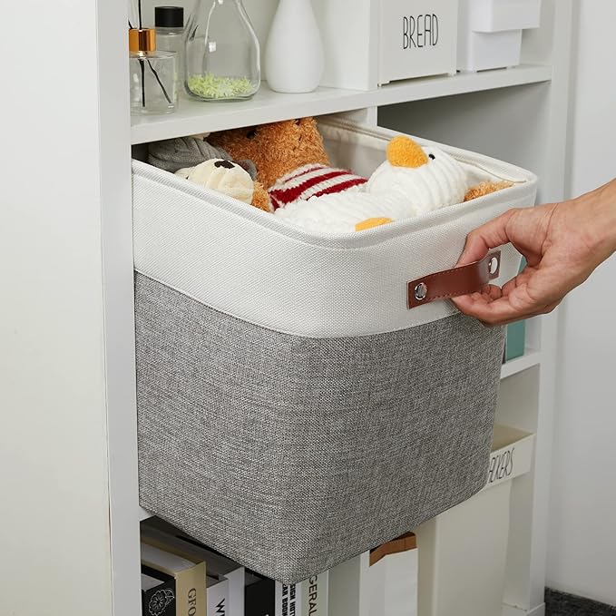 DULLEMELO 13 inch Fabric Storage Cubes 4 Pack Foldable Baskets/Bins for Home Office Organizer Closet, Shelves, Toy, Nursery-Ruum Studio Home