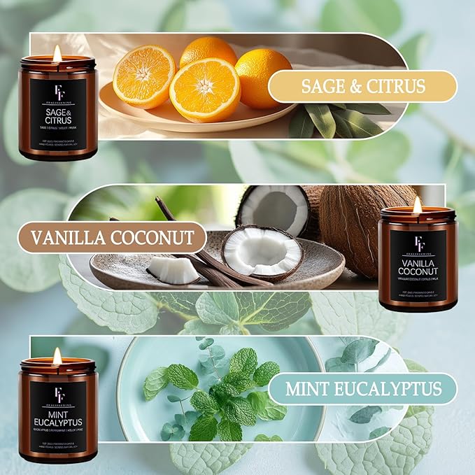Scented Candles Set, Soy Wax Candles 6 Pack 42 Oz Aromatherapy Candles Gift Set for Women Men (Sage/Vanilla/Lemon/Sandalwood/Mint/Rose-Ruum Studio Home