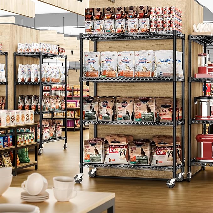 IZEUK Garage Shelving Wide Storage Shelves 4 Tier Metal Shelves 3200 LBS Heavy Duty Adjustable Utility Shelf Rack Black 23.6" D x 53.1" W x 73.6" H-Ruum Studio Home