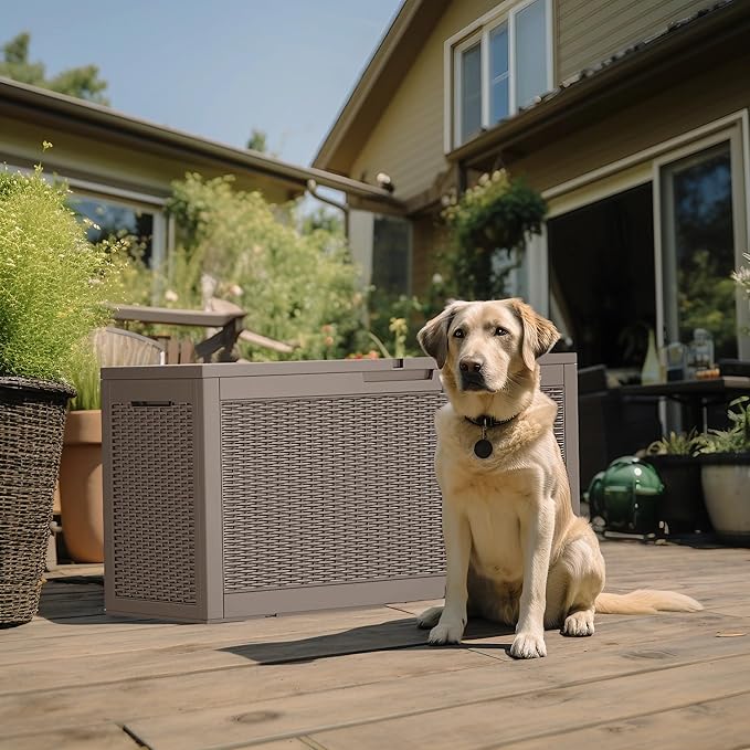 Vixzen 100 Gallon Waterproof Deck Box – Outdoor Storage Organizer for Patio & Garden,Grey-Ruum Studio Home