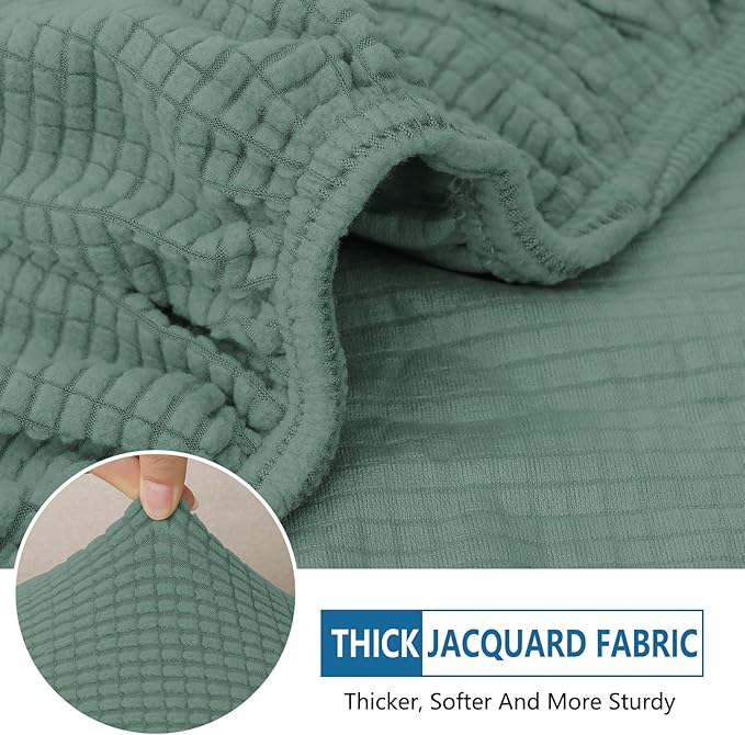 hyha Waterproof Sectional Couch Covers, Non Slip Sofa Couch Cushion Covers L Shape, Thick Stretch Jacquard Fabric, Washable Sofa Slipcovers with Elastic Bottom (1 Piece for Chaise, Green)-Ruum Studio Home