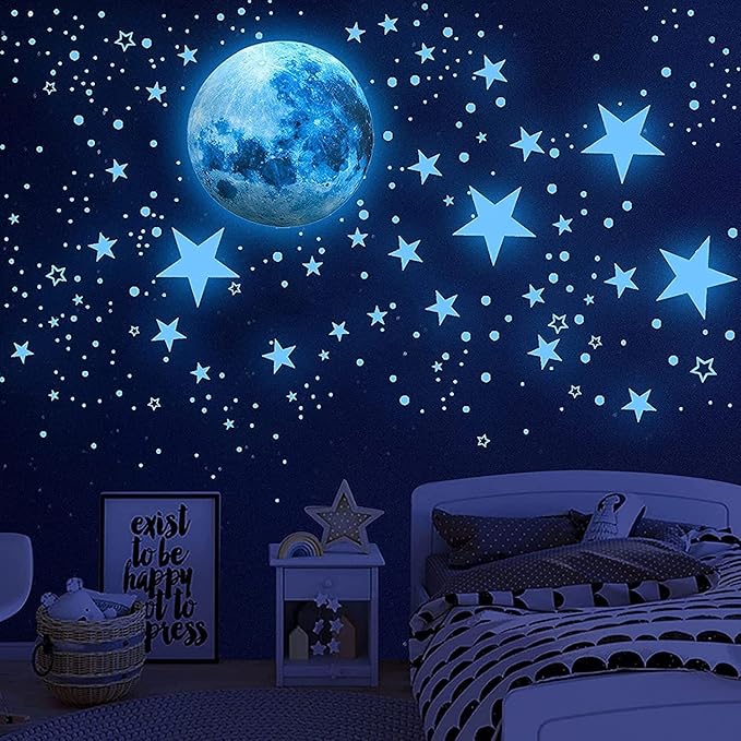 1078Pcs Glow in The Dark Stars for Ceiling Glowing Space and Moon Decals Universe Stickers Kids Wall Decor Perfect for Boys Girls Nursery Bedroom Living Room-Ruum Studio Home