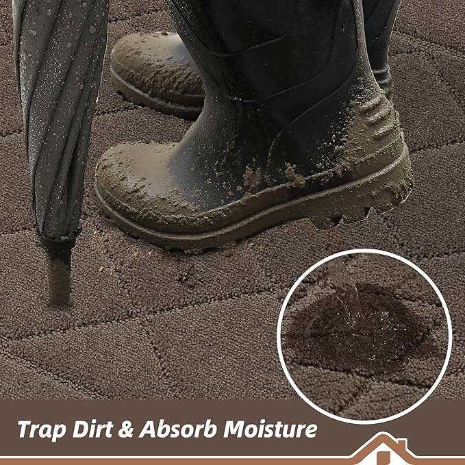 BEQHAUSE Dirt Trapper Door Mat 32" x 48", Doormat Non-Slip Entryway Rugs Washable, Dog Door Mat Stain Resistant and Absorbent Welcome Floor Mat for Front Back Door, Muddy Wet Shoes & Paws, Light Brown-Ruum Studio Home
