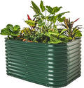 Vego garden 32" Extra Tall Raised Garden Bed Kits, 6 in 1 Modular Raised Planter Box for Vegetables Flowers Fruits Oval Metal Raised Garden-British Green-Ruum Studio Home