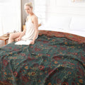 Boho Throw Blanket for Bed - 100% Pure Cotton Ultra Soft Rustic Quilt - Farmhouse Decor Bed Blankets, All Season Rustic Throw for Sofa Couch Chair(80''x 90'', Floral)-Ruum Studio Home