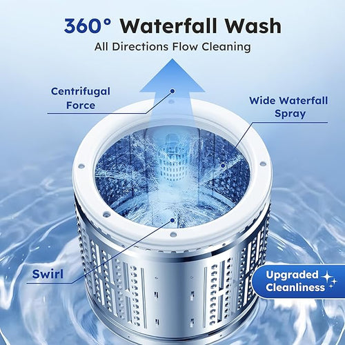 1.0 Cu.ft Portable Washing Machine for Home & Apartment, Full-Automatic Clothes Washer with 6 Water Level & 10 Wash Cycles, Drain Hose Included, White-Ruum Studio Home