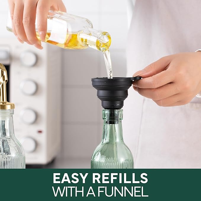 COOK WITH COLOR Glass Olive Oil Bottle Dispenser - 2 Pack- 17oz Oil and Vinegar Cruet - Olive Oil Carafe Decanter for Kitchen-Ruum Studio Home