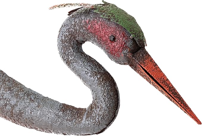 Alpine Corporation 30" Tall Outdoor Rustic Metal Bowing Crane Statue Yard Art Decoration-Ruum Studio Home