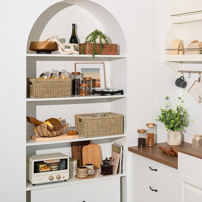 StorageWorks Wicker Storage Baskets, Large and Small Baskets, Handwoven Seagrass Basket for Organizing, Decorative Organizers with Built-in Handles, Set of 2-Ruum Studio Home