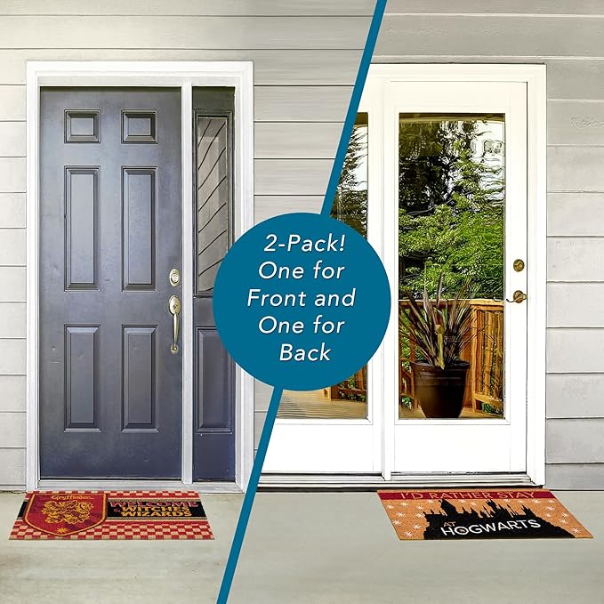 Gertmenian Harry Potter Coir Doormat - 2x3 Welcome Mat (2-Pack), Ideal for High Traffic Areas in Front Door, Garage, Entryway - Paramount Hogwarts/Witches, 80027-Ruum Studio Home