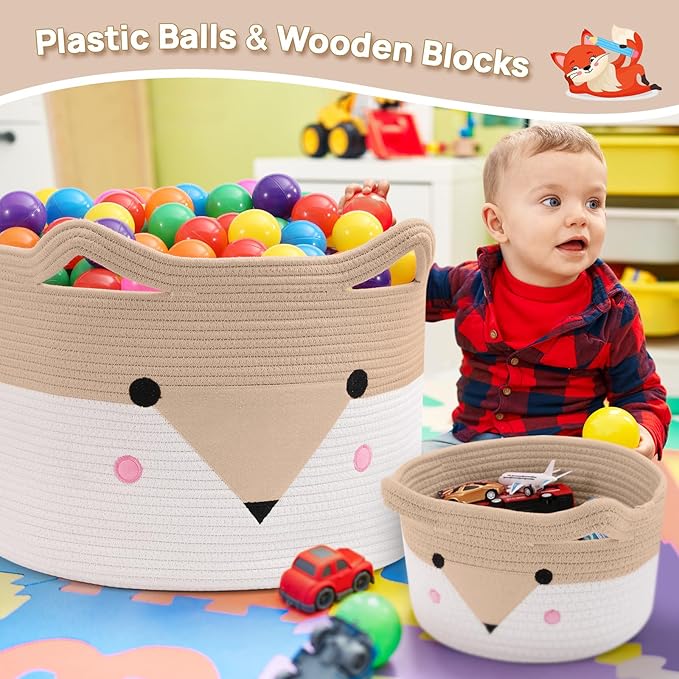 Large Baby Basket Toy Storage 3 Pack, (20"x13.8") Woven Baby Laundry Basket, Stuffed Animal Storage.-Ruum Studio Home