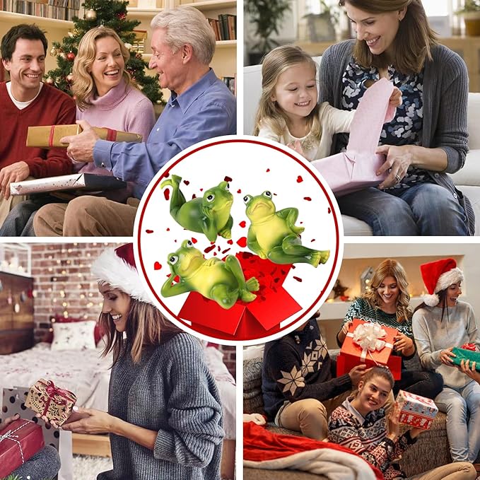 Frog Figurine Garden Decor Set of 3, Funny Lazy Frog Garden Statues Yard Decoration Outdoor Holiday Decorations, Unique Yart Art Outdoor Lawn Ornament for Outside Pond Pool Patio Front Porch Backyard-Ruum Studio Home