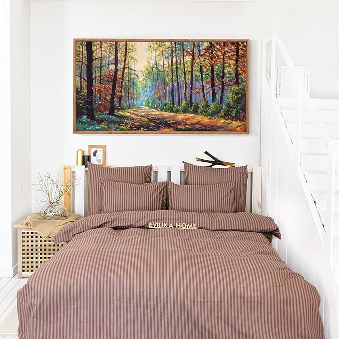 Aurlan Forest Landscape Hand Painted Framed Wall Decor(40"x20"), Large Abstract Birch Tree 3D Textured Oil Painting on Canvas Artwork, Modern Nature Plant Wall Art for Office Living Room Bedroom-Ruum Studio Home