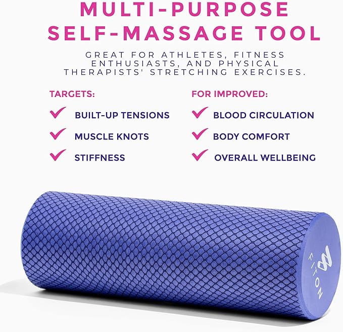 Recovery Foam Roller - High Density Travel Foam Roller for Muscle Massage and Deep Tissue Relief - Compact and Portable for Exercise, Travel, and Fitness - 12"x4", Purple-Ruum Studio Home