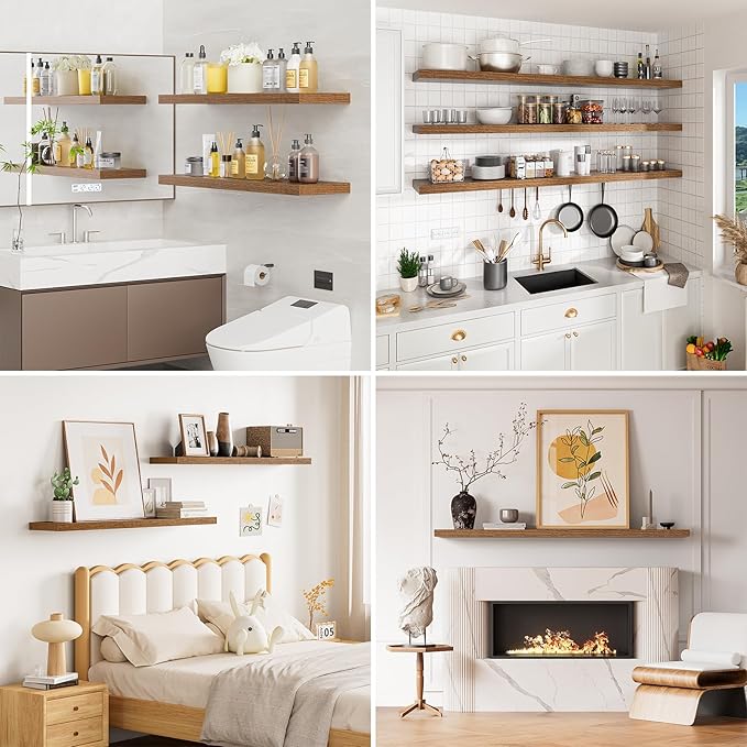 Heimlove Floating Shelves for Wall 36 Inches Long,9.3" Deep Walnut Floating Shelf Set of 2,Wall Mounted Shelves for Bathroom Bedroom Living Room Kitchen Office,Shelf for Books Storage,Home Decor-Ruum Studio Home