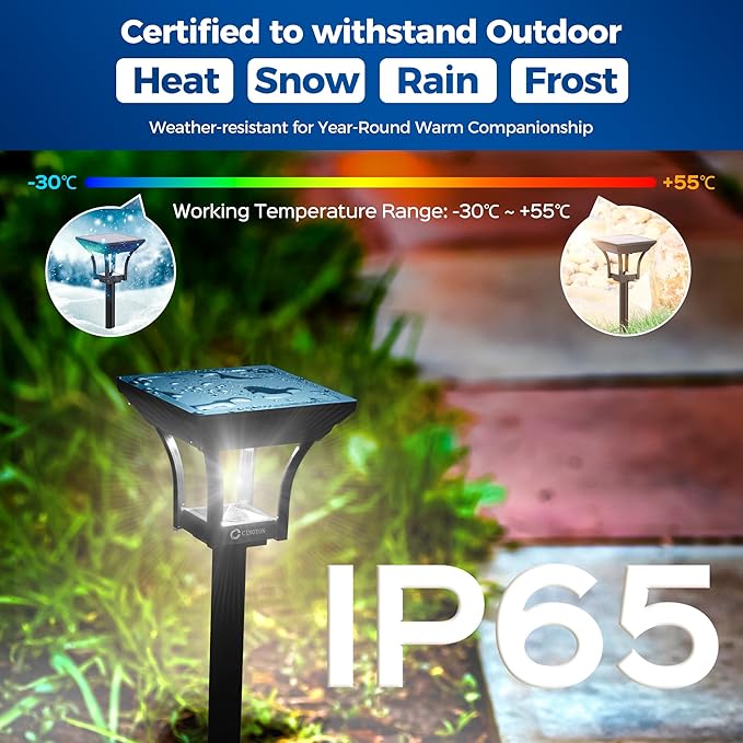 CINOTON 2-in-1 Solar Pathway Lights Outdoor with 4 Lighting Modes, IP65 Waterproof LED Solar Powered Wall Lights for Garden Yard Patio Lawn Porch Walkway Backyard Driveway, Warm & Cold White 4 Pack-Ruum Studio Home